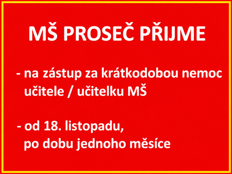 Hledáme učitele / učitelku MŠ na krátkodobý zástup